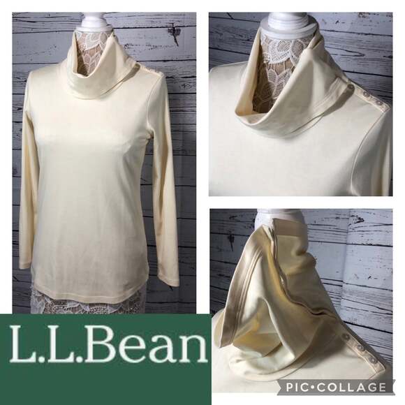 L.L. Bean Supima cotton turtleneck with buttons cream size XS - Picture 1 of 10